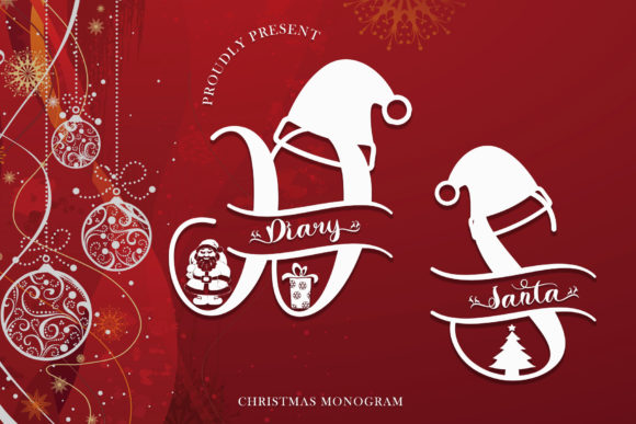 Diary Santa Monogram: A Whimsical Script Handwritten Font for Crafters